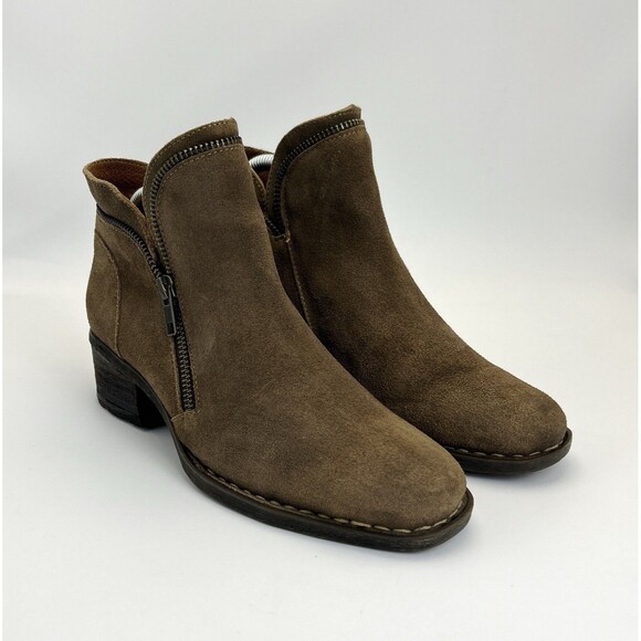 Born Shoes - Born Malta Ankle Bootie Womens Size 7 Taupe Suede Boho Chic V-cut Envelope